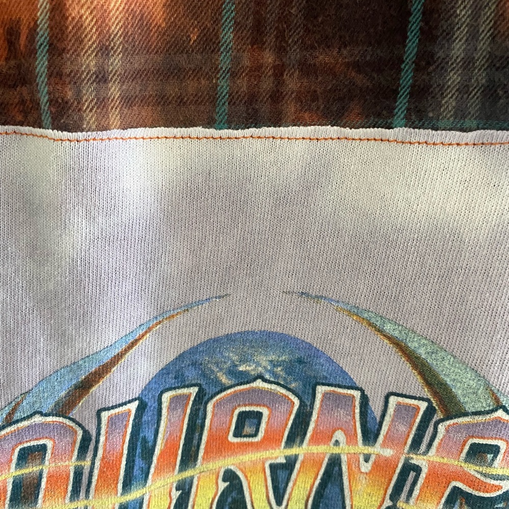 Repurposed Bleach Tie Dyed Rock Band Flannel Shirt Gem